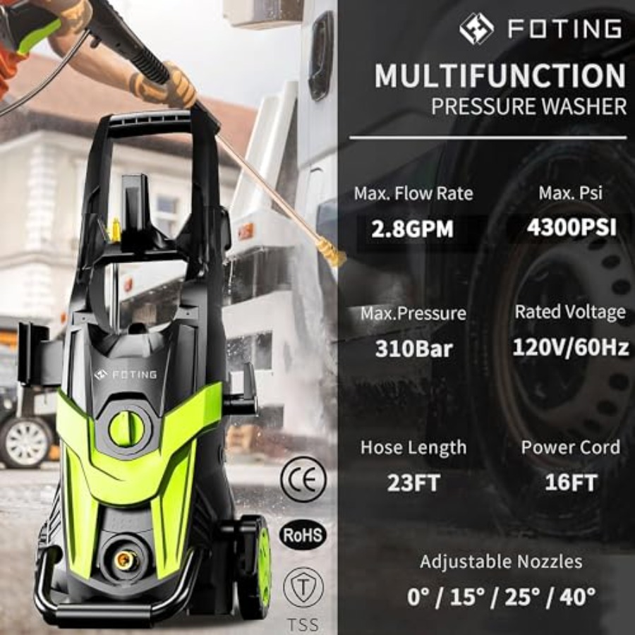 Power waher 4300PSI with 4 Qui - Foam Cannon Car Wash avis et prix
