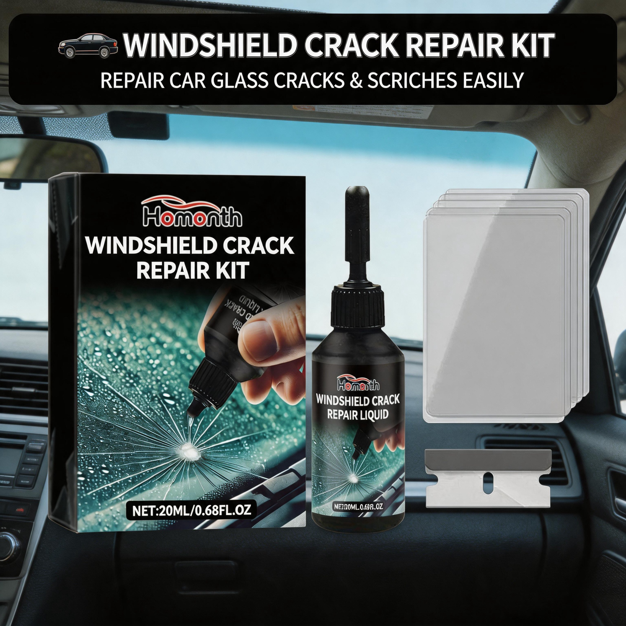 Car Glass Care Kit, Profession - Glass Cleaner Streak avis et prix